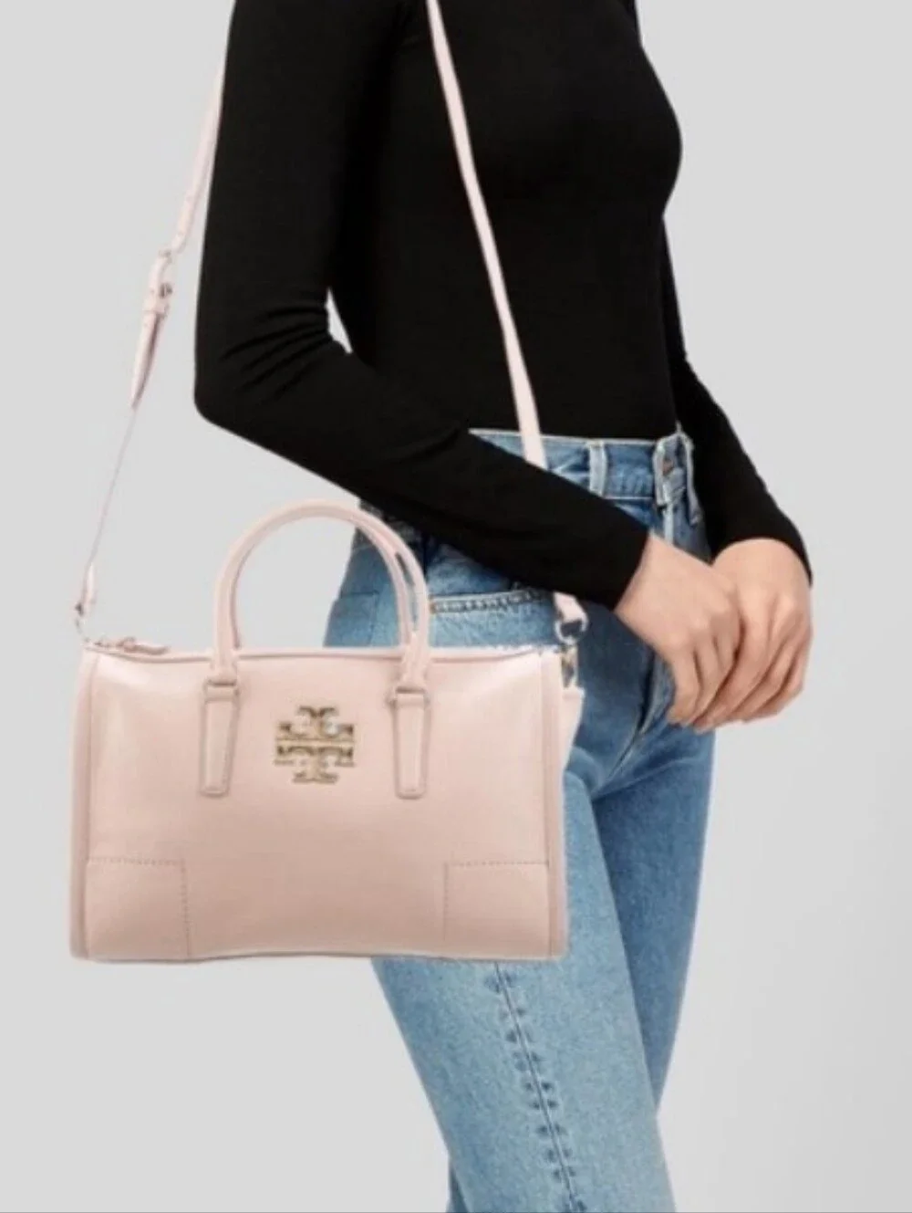 Tory Burch-Britten Pebbled Leather Satchel (Pink Moon 🩷🌙) Dust Bag Included